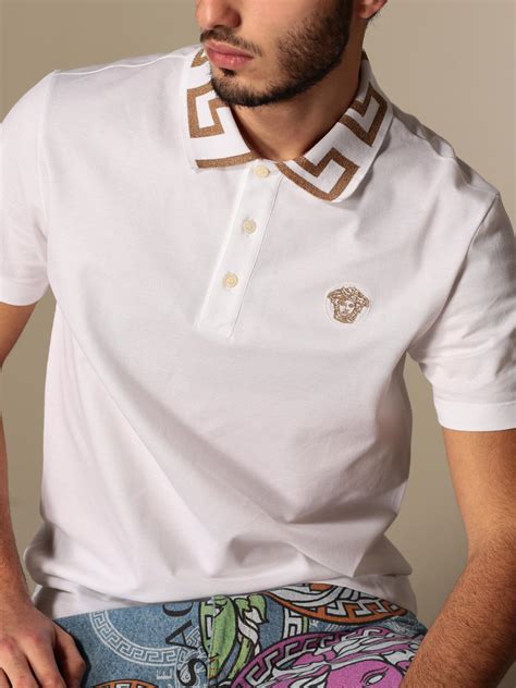 versace polo hemd bianco stampa|Versace polo for men.